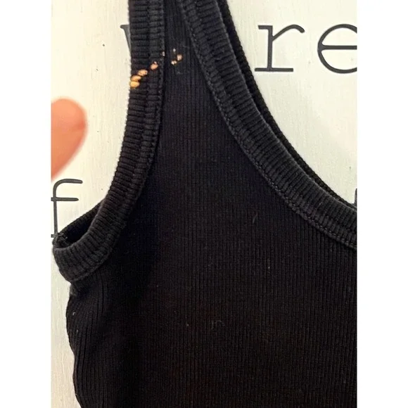 OFF WHITE Ribbed Black Tank Bodysuit Size Large LG 425 Label. Ii - Picture 4 of 7